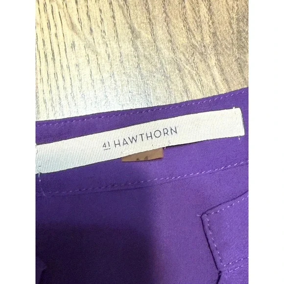 41 Hawthorn Purple Split Neck Button Front 3/4 Sleeve Blouse Size Medium - Picture 6 of 11